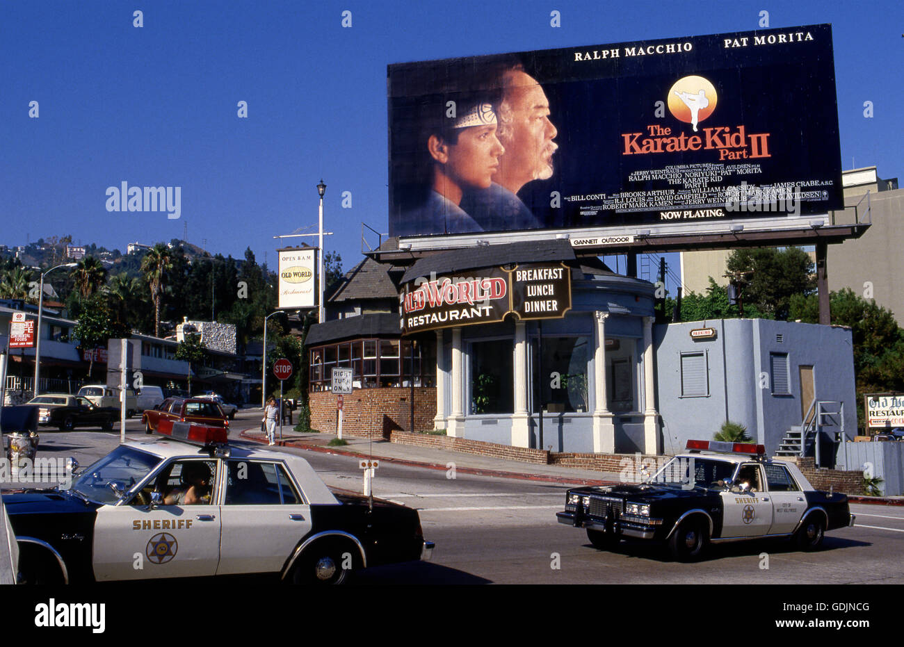 Karate Kid II Plakatwand am Sunset Strip circa 1986 Stockfoto