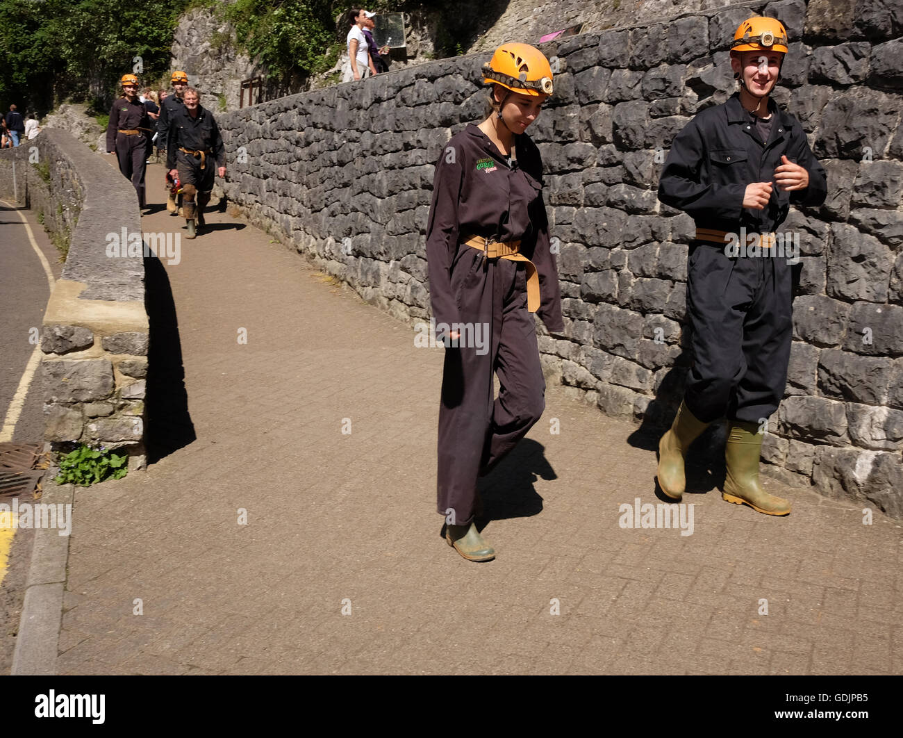 Cheddar Gorge und Dorf Somerset. 17. Juli 2016 Stockfoto