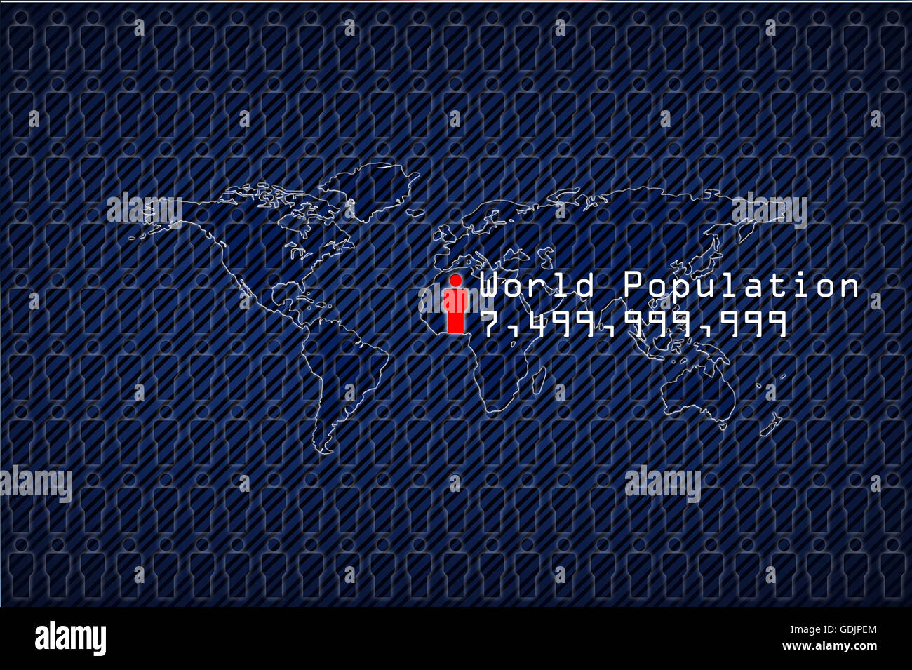 Weltbevölkerung, globale Karte Bevölkerung Stockfoto