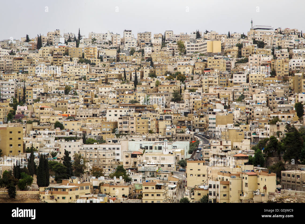 Blick auf Amman von Jabal Al-Qala'a, Jordanien. Stockfoto