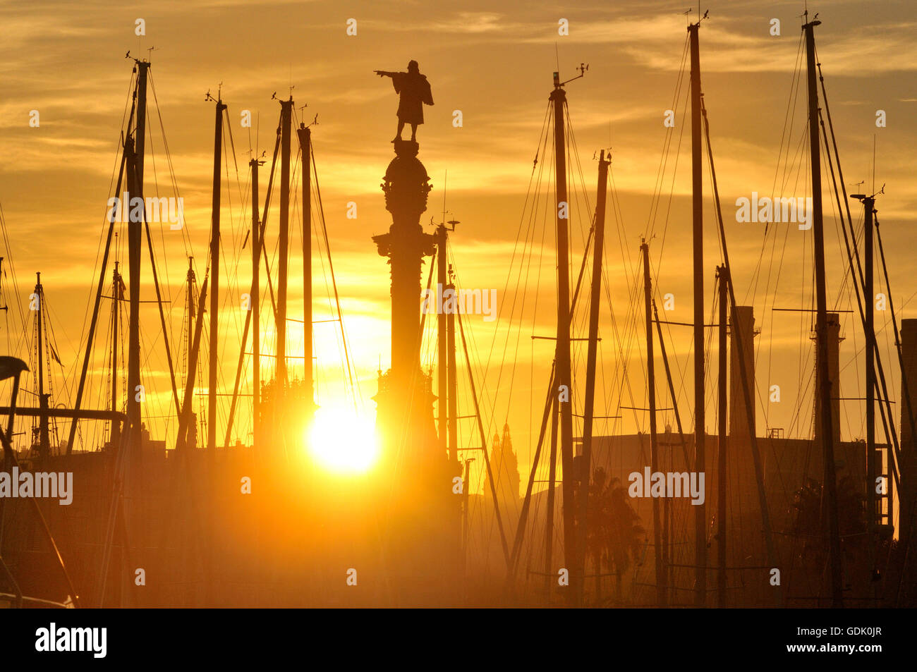 Kolumbus-Denkmal am unteren Ende der La Rambla. Port Vell. Barcelona, Katalonien, Spanien Stockfoto