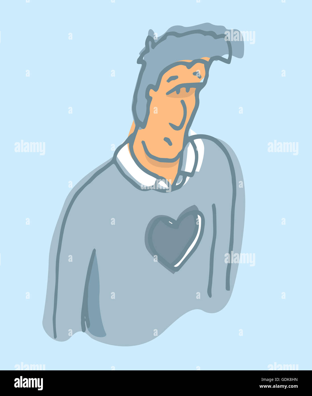 Sad man cartoon illustration Fotos und Bildmaterial in hoher