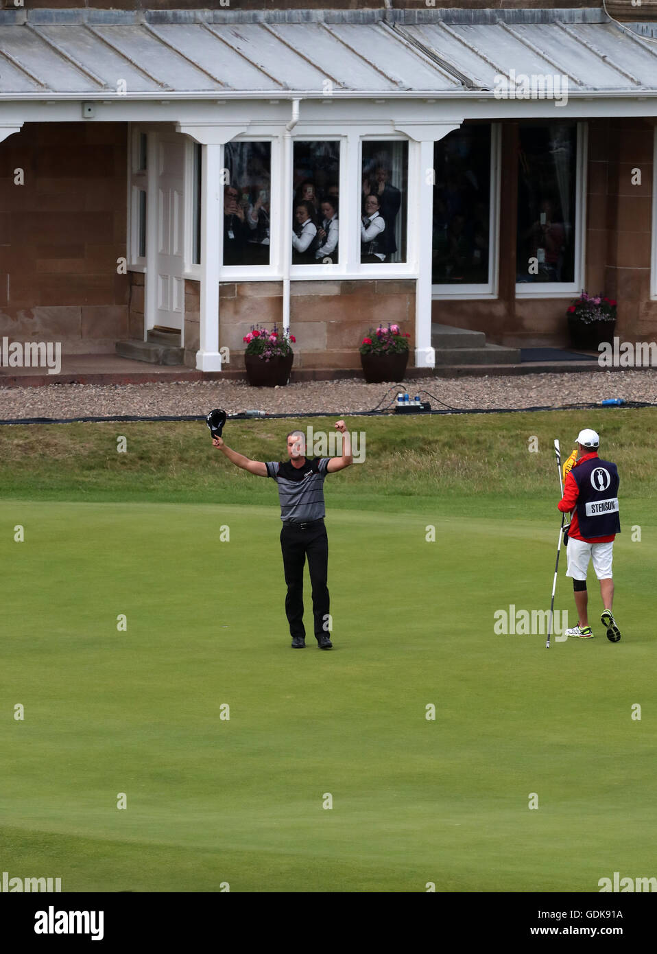 Schwedens Henrik Stenson feiert gewinnen The Open Championship 2016 im Royal Troon Golf Club, South Ayrshire. Stockfoto