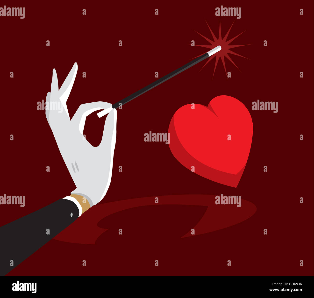 Cartoon-Illustration der Zauberstab verzaubern Herz Stockfoto