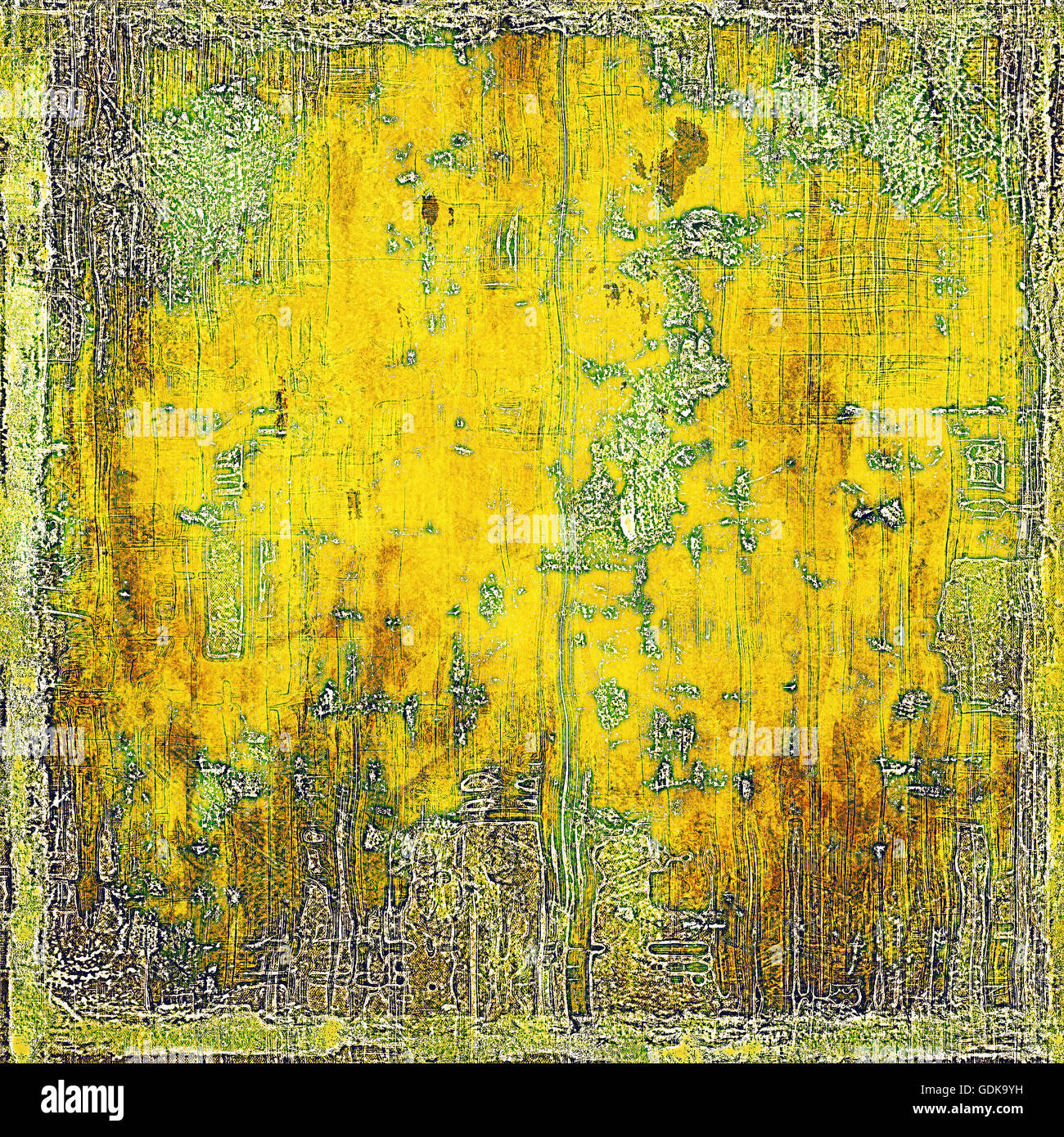 Vintage Textur, alten Stil Frame Dekoration mit Grunge grafischen Elementen und verschiedenen Farben Muster: gelb (Beige); Braun; Gray; Grün Stockfoto