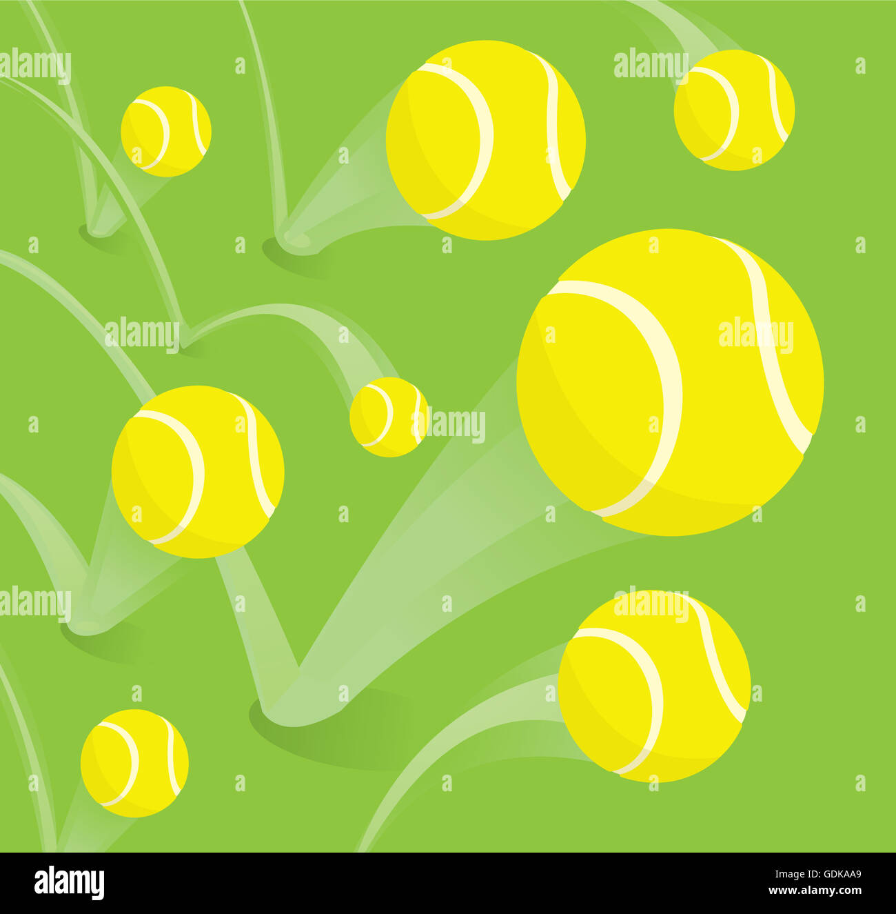 Cartoon-Illustration des springenden Tennisbälle Stockfoto