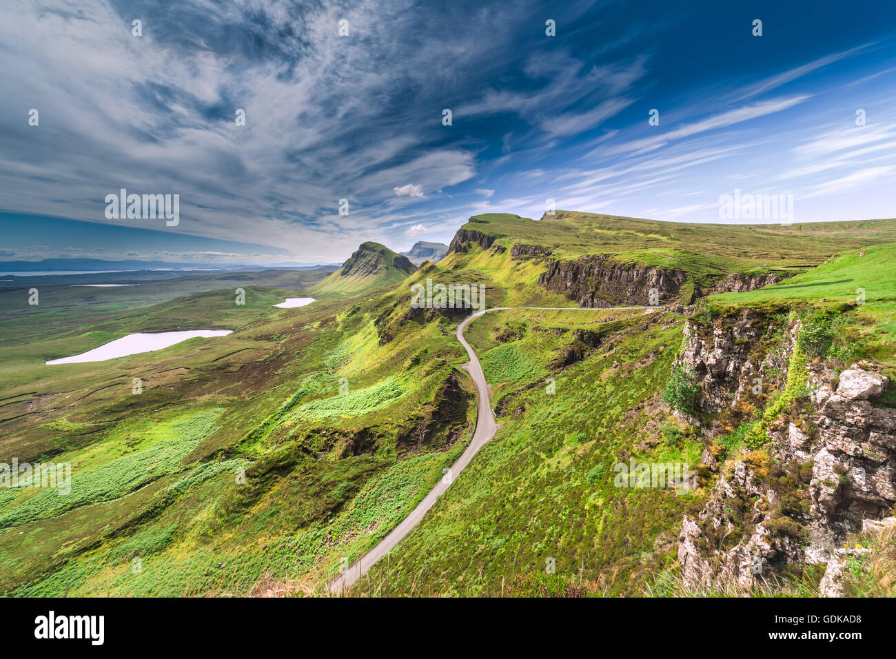 Nordwestlichen Teil der Quiraing Hill - der Tisch, auf der Isle Of Skye in Schottland Stockfoto