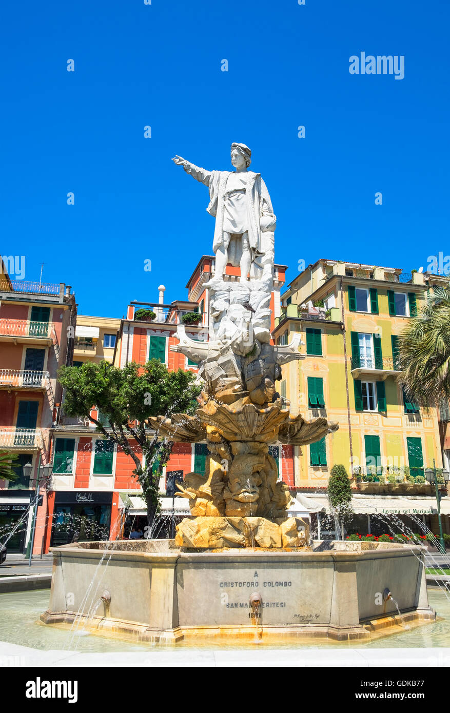 Statue von Christoph Kolumbus in Santa Margherita Ligure, Italien Stockfoto