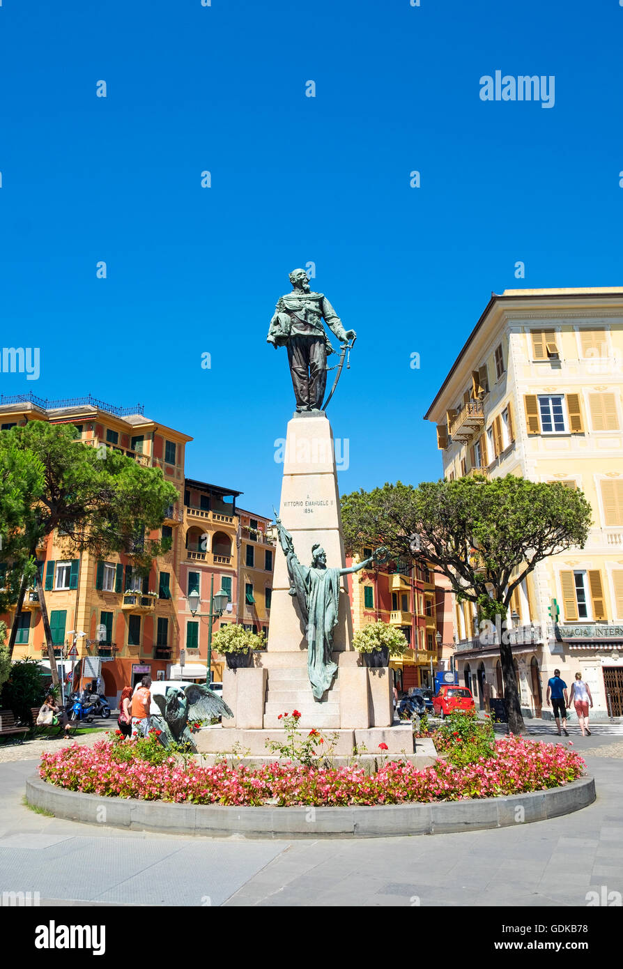 Statue von Victor Emmanuel II von Italien in Santa Margherita Ligure. Stockfoto