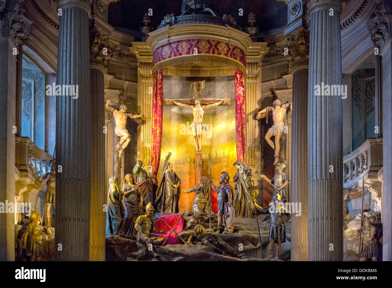 Chorgewölbe und Altar, Bom Jesus Monte, Heiligtum von Braga, Braga, Distrikt Braga, Portugal, Europa, Reisen, Stockfoto