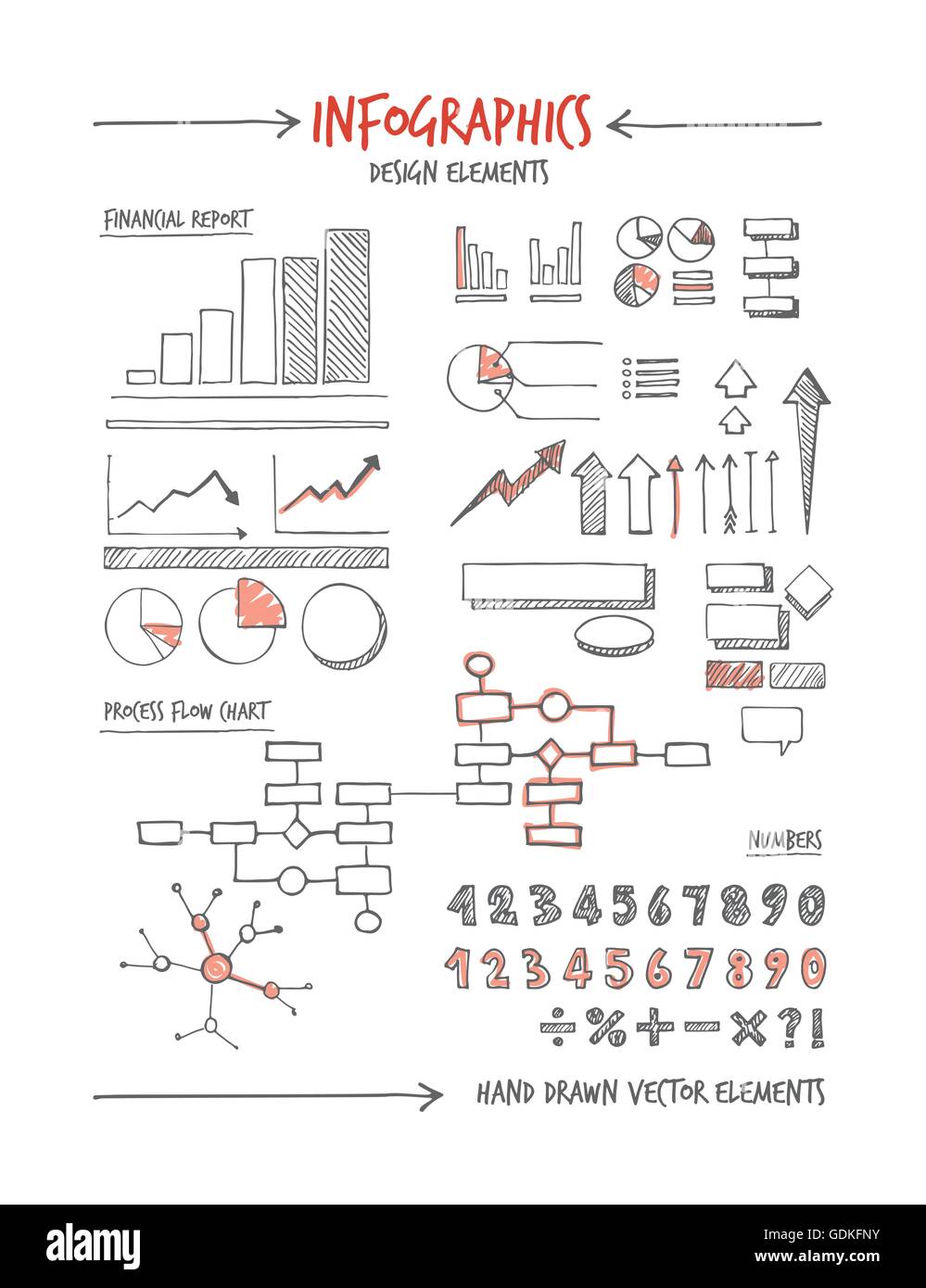 Infografik-Design-Elemente und Konzepte hand gezeichnete Skizze Stock Vektor