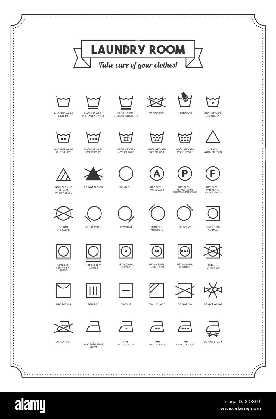 Laundry symbols Stock-Vektorgrafiken kaufen - Alamy