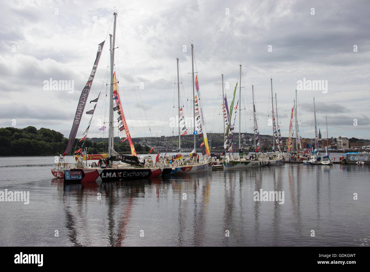 Clipper rund um die Welt-Regatta in Derry. Stockfoto