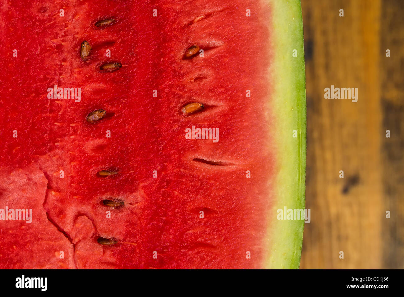 Wassermelone Fleisch Details, Draufsicht selektiven Fokus Stockfoto