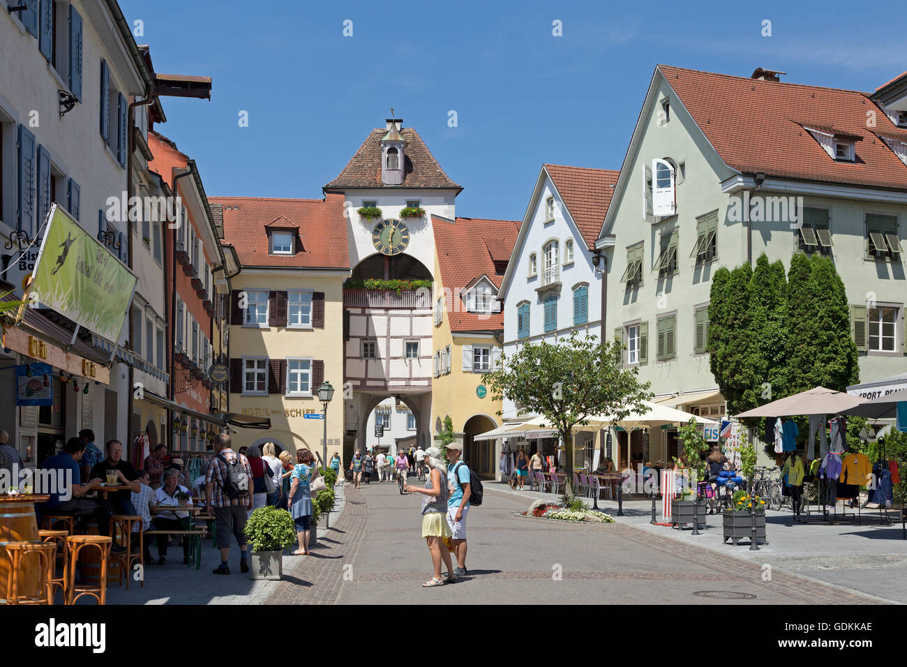 untere Stadt, Meersburg, Bodensee, Baden-Württemberg, Deutschland Stockfoto