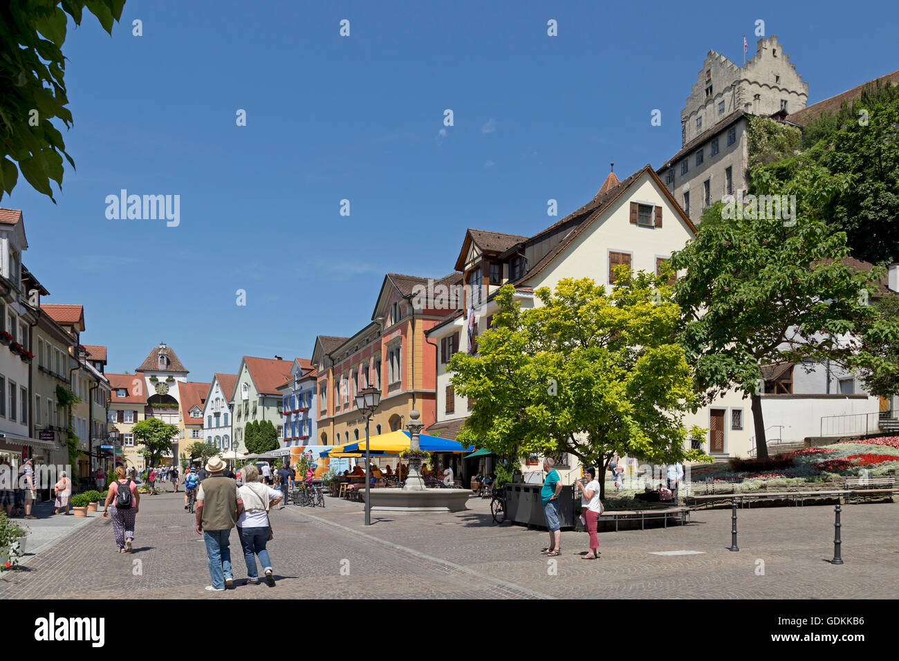 untere Stadt, Meersburg, Bodensee, Baden-Württemberg, Deutschland Stockfoto