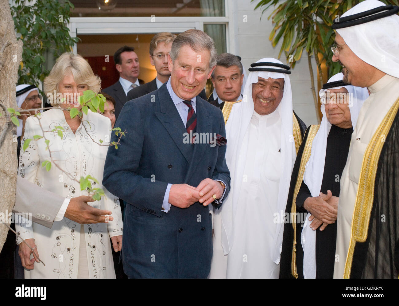 Prinz Charles und Camilla Herzogin von Cornwall, britische Botschaft Dubai, Dubai, Vereinigte Arabische Emirate. Stockfoto