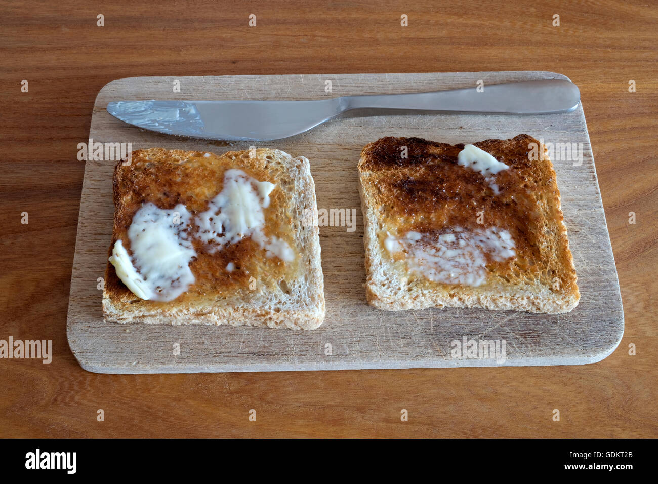 Toast mit Butter Stockfoto