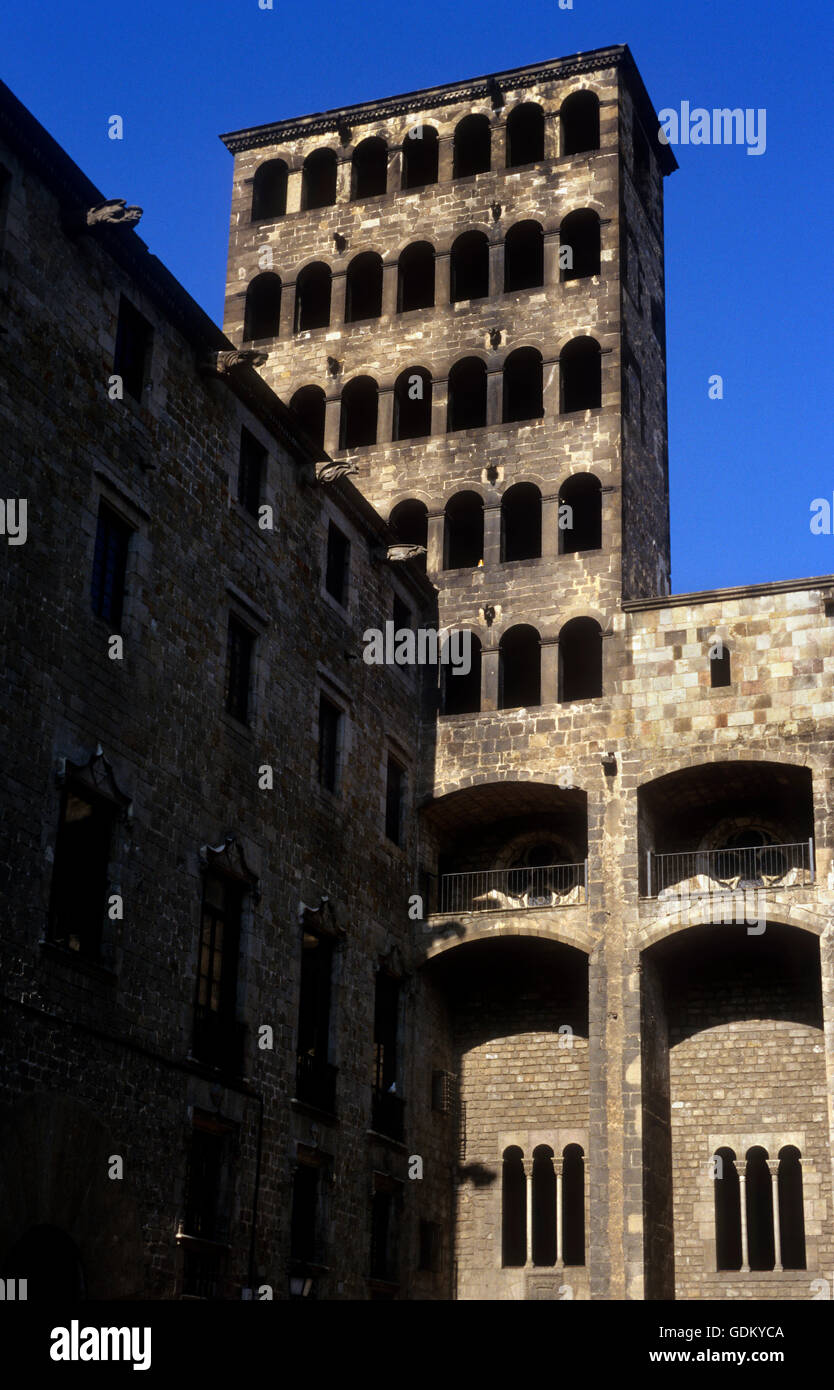 Plaça del Rei Platz. Barri Gòtic, Barcelona, Spanien Stockfoto