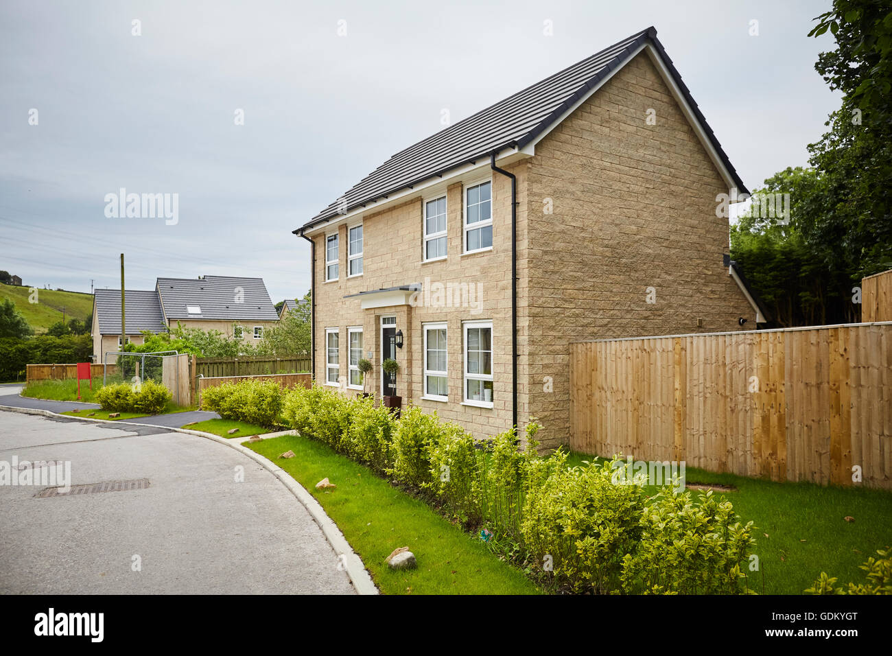 Barratt neue bauen Haus Stein Littleborough Stockfoto