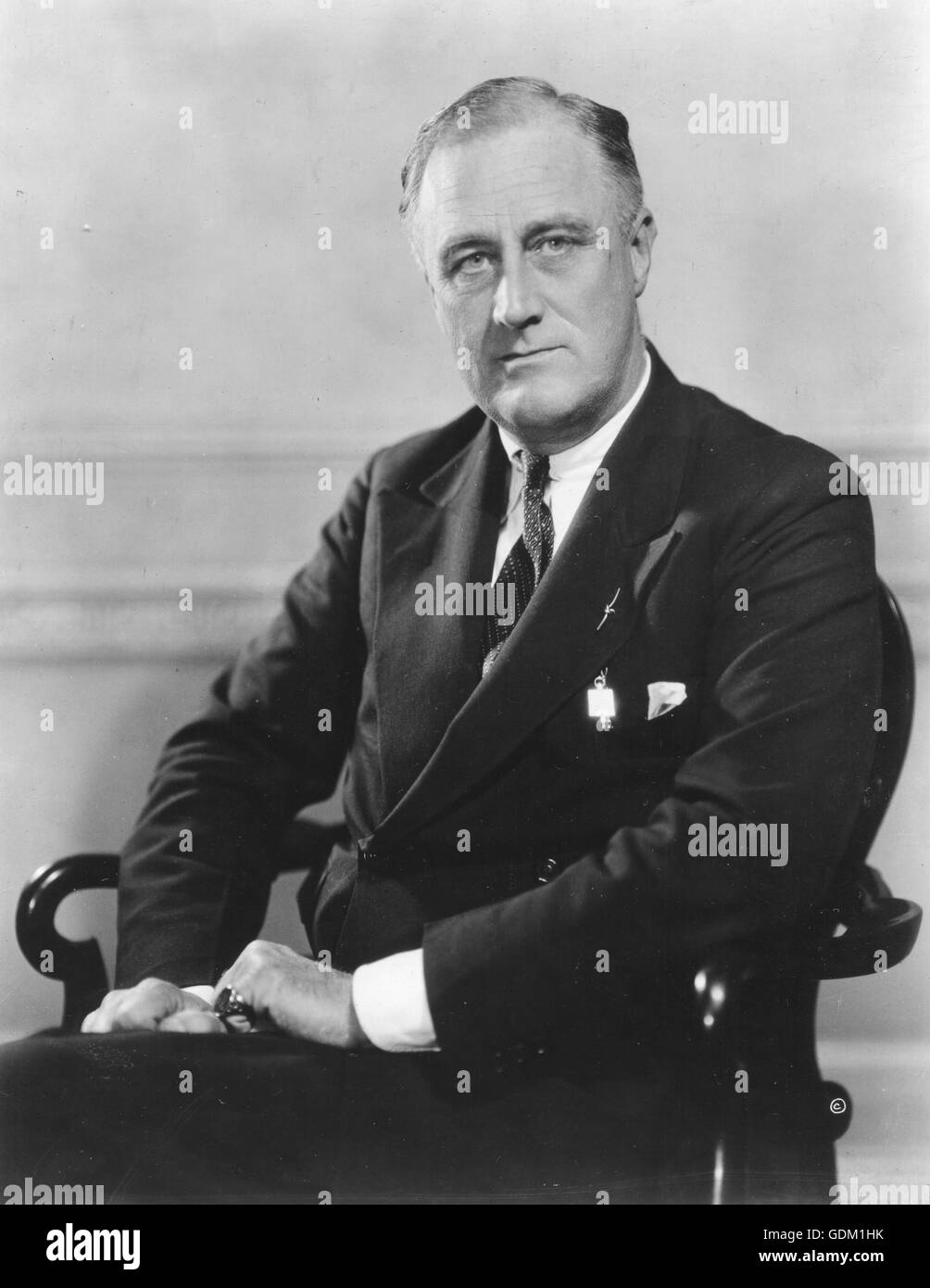 Porträt von Präsident Franklin D. Roosevelt, erste offizielle Foto, 1935. Stockfoto