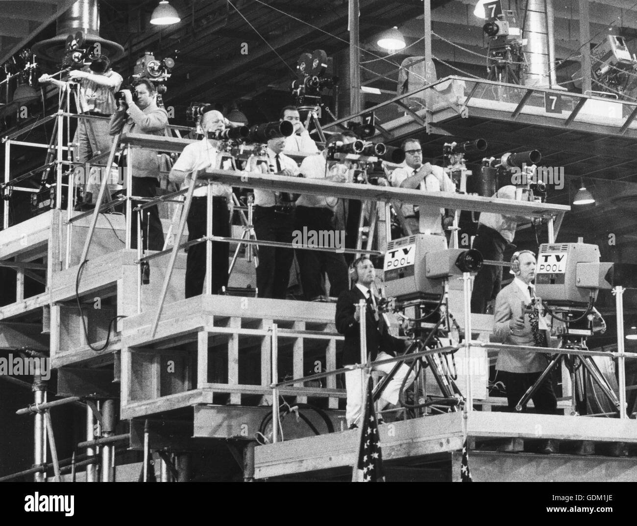 Fernsehen und noch Kameras haben Zentrum vor Ort über die Konvention Boden auf der Republican National Convention im Jahr 1968. Stockfoto