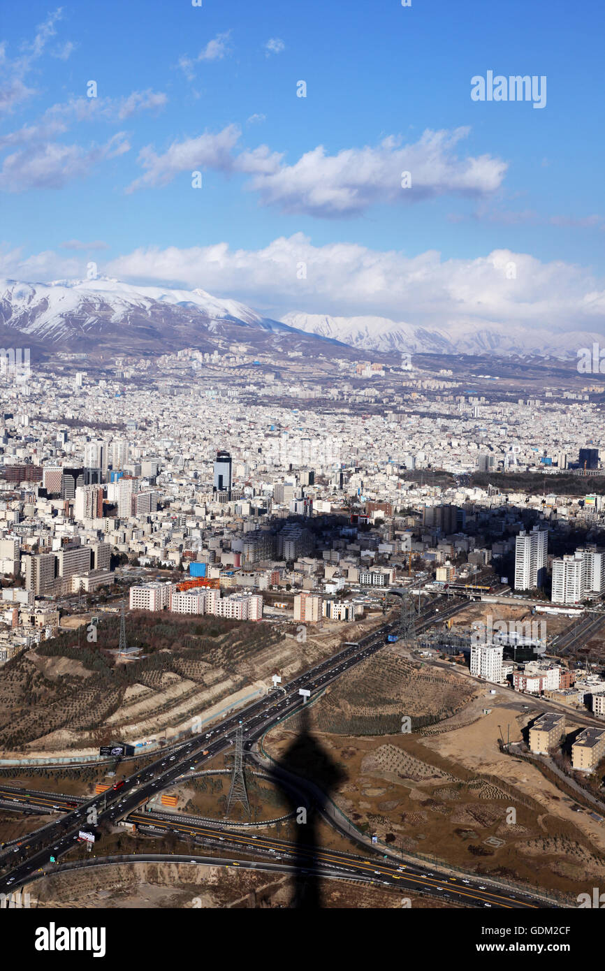 Teheran-Blick von der Milad Tower. Teheran, Iran Stockfoto