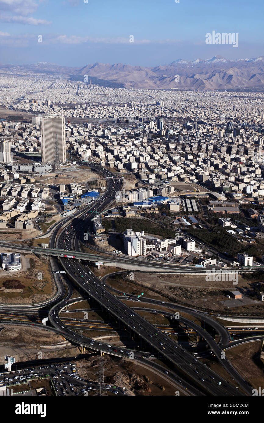 Teheran-Blick von der Milad Tower. Teheran, Iran Stockfoto