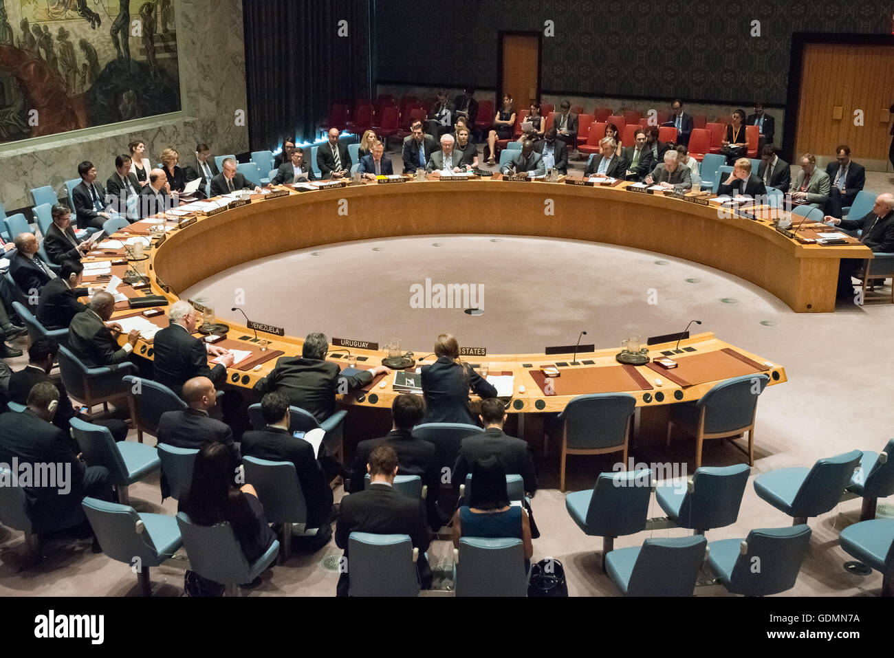 New York, Vereinigte Staaten von Amerika. 18. Juli 2016. Der Sicherheitsrat der Vereinten Nationen statt ein Briefing über die Umsetzung der gemeinsamen umfassenden Aktionsplans und Rat Resolution 2231 Irans Einhaltung der International ausgehandelte Vereinbarung ein Jahr nach der Formulierung im UN-Hauptquartier in New York City ist. Das Abkommen gegründet Grenzwerte für Irans Atomprogramm um sicherzustellen, dass Iran Geldbörse Kernenergie zu friedlichen Zwecken dürfen während ihrer Arbeit gegen Atomwaffen beschränkt. © Albin Lohr-Jones/Pacific Press/Alamy Live-Nachrichten Stockfoto