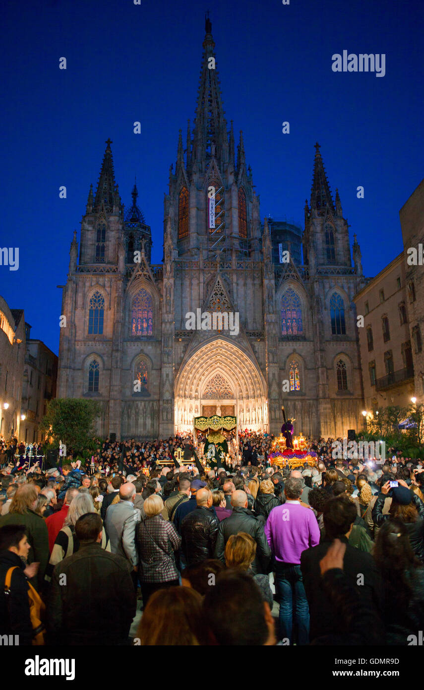 Prozessionen, Karfreitag, Ostern, Avinguda De La Catedral, Barcelona, Katalonien, Spanien Stockfoto