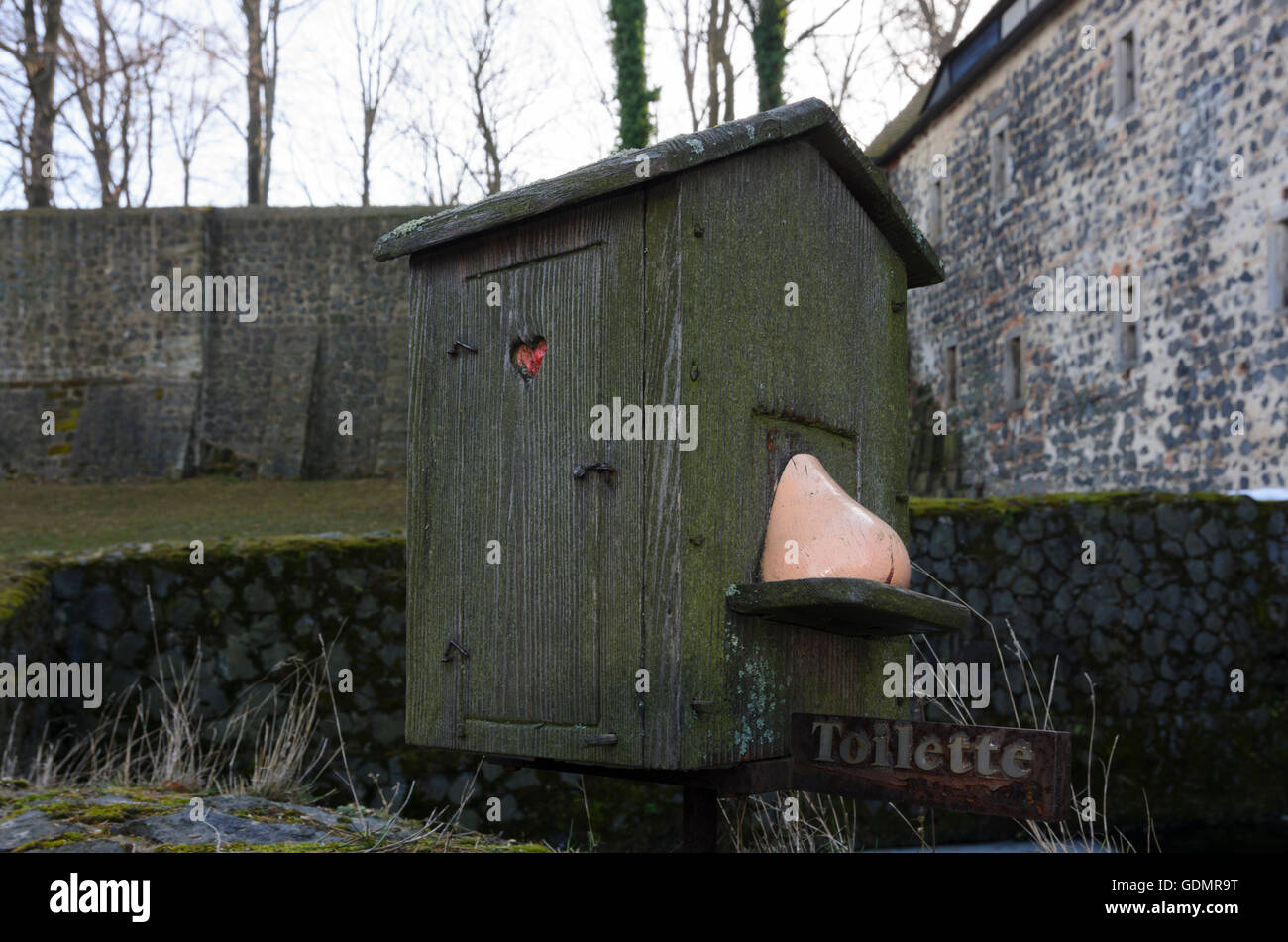 Stolpen: Melden Sie auf der Toilette in der Burg Stolpen, Deutschland, Sachsen, Sachsen, Stockfoto