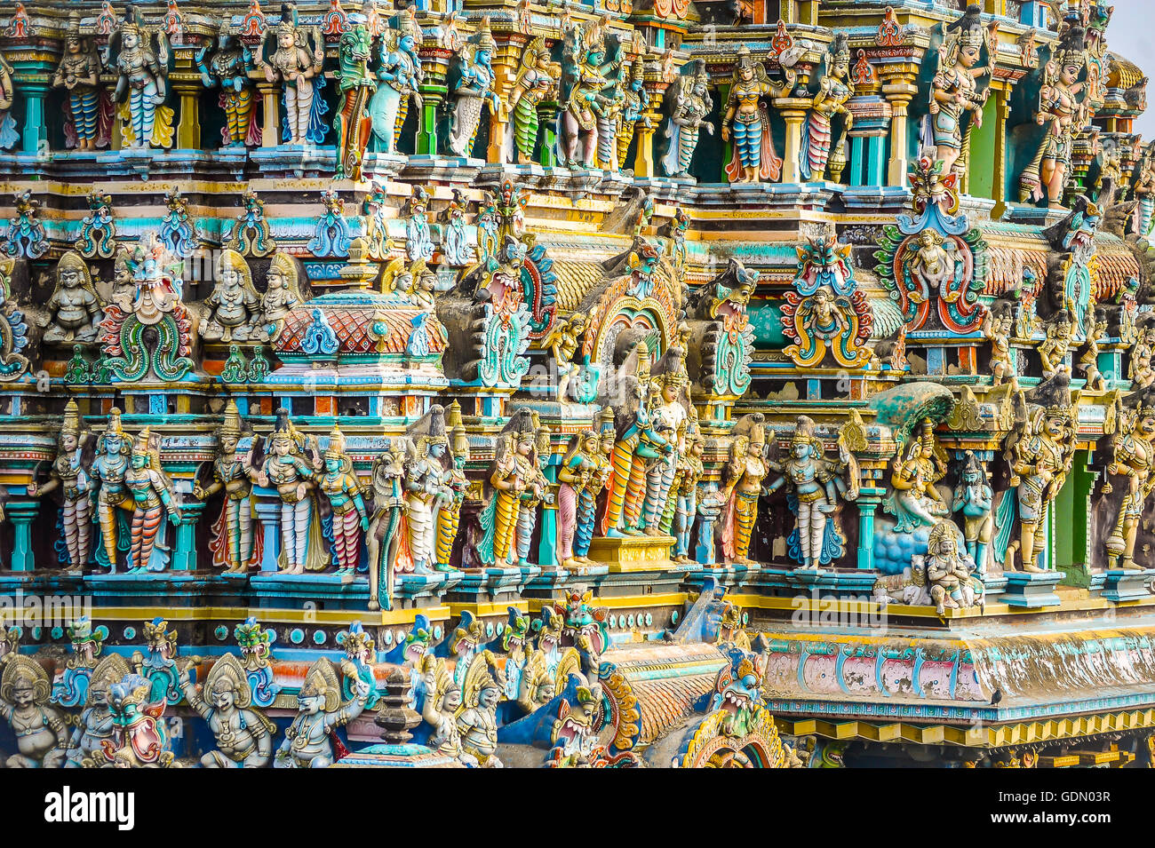 Darstellungen der Götter, Sri Meenakshi Sundareshwarar Tempel, Madurai, Tamil Nadu, Südindien, Indien Stockfoto