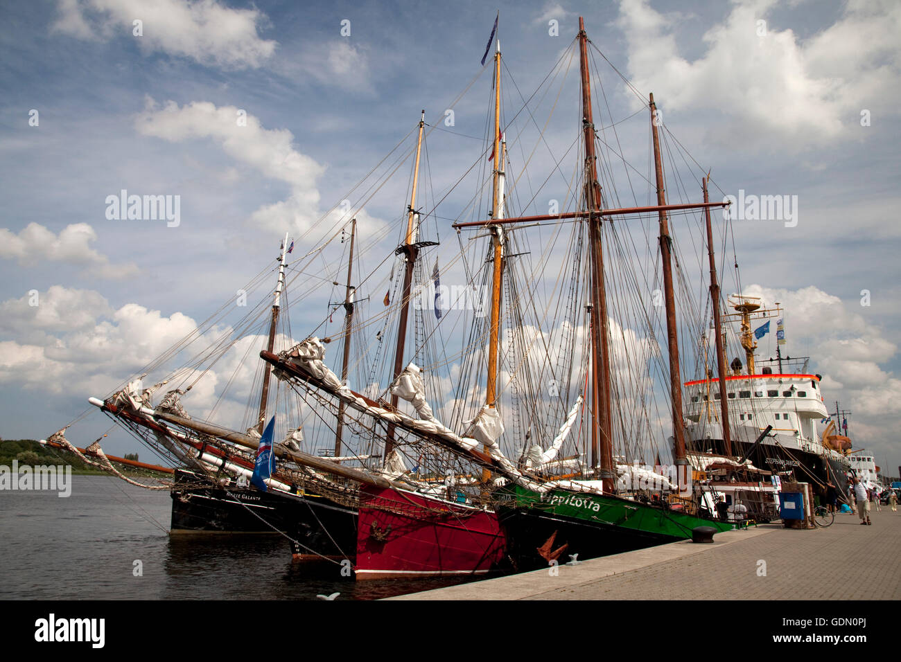 Segelschiffe im Stadthafen Hafen, Hanse Sail, ein maritimes Festival, Rostock, Mecklenburg-Vorpommern Stockfoto