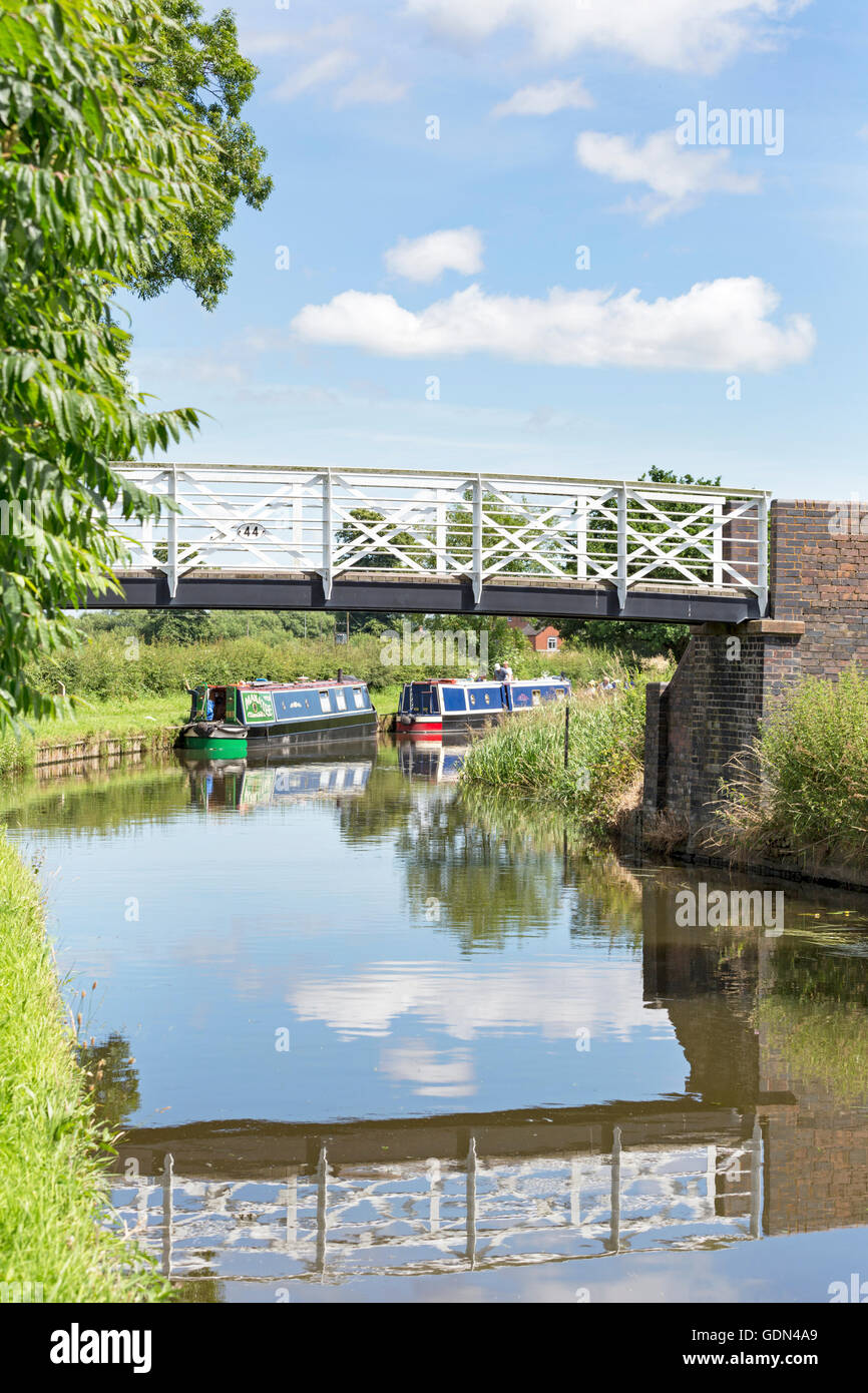 Der Trent und Mersey Kanal in der Nähe von Wychnor, Stafordshire, England, UK Stockfoto