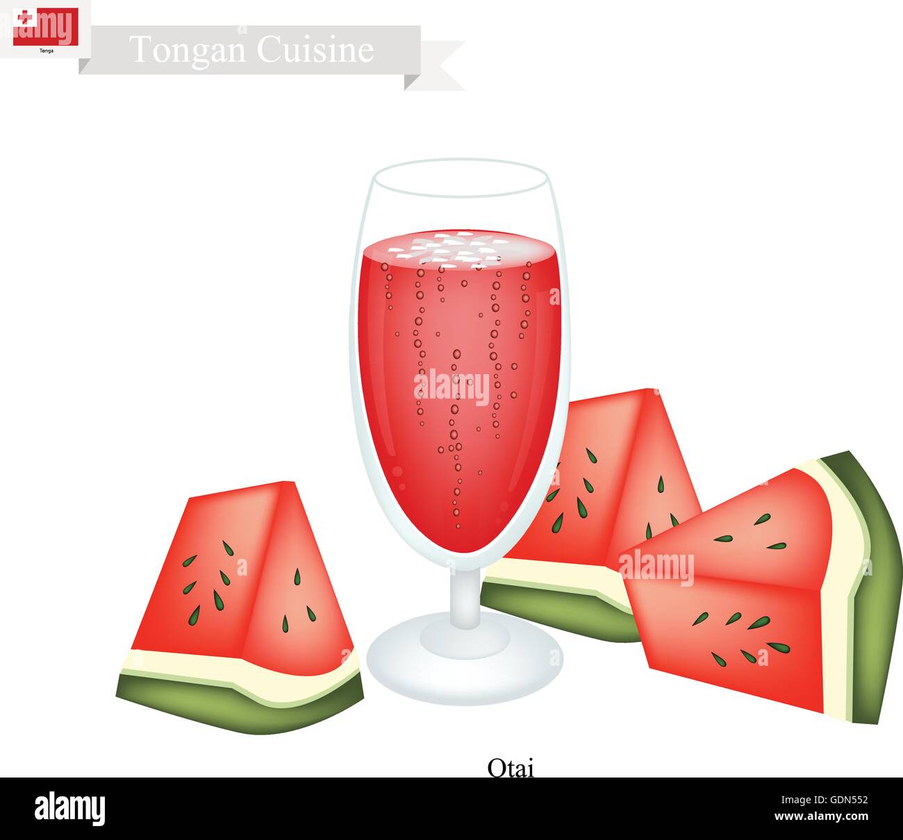 Tongan Küche, Wassermelone Otai oder traditionelle Getränk, das aus Wassermelone und Kokoscreme. Eines der berühmtesten Getränk in Tonne Stock Vektor