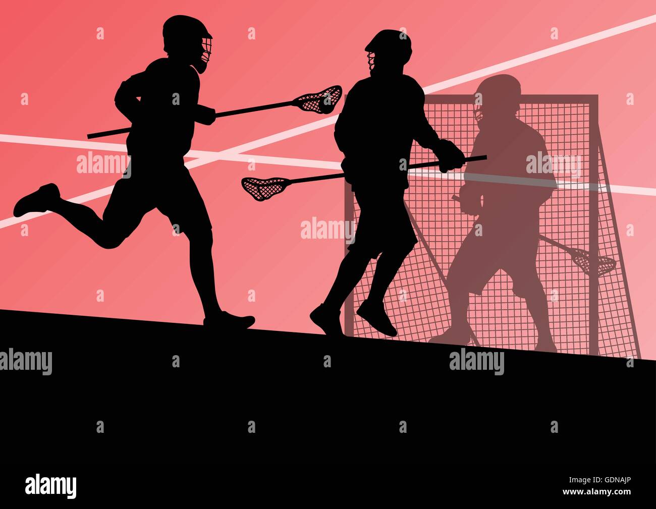 Lacrosse Spieler Aktivsport Silhouetten Hintergrund illustration Stock Vektor