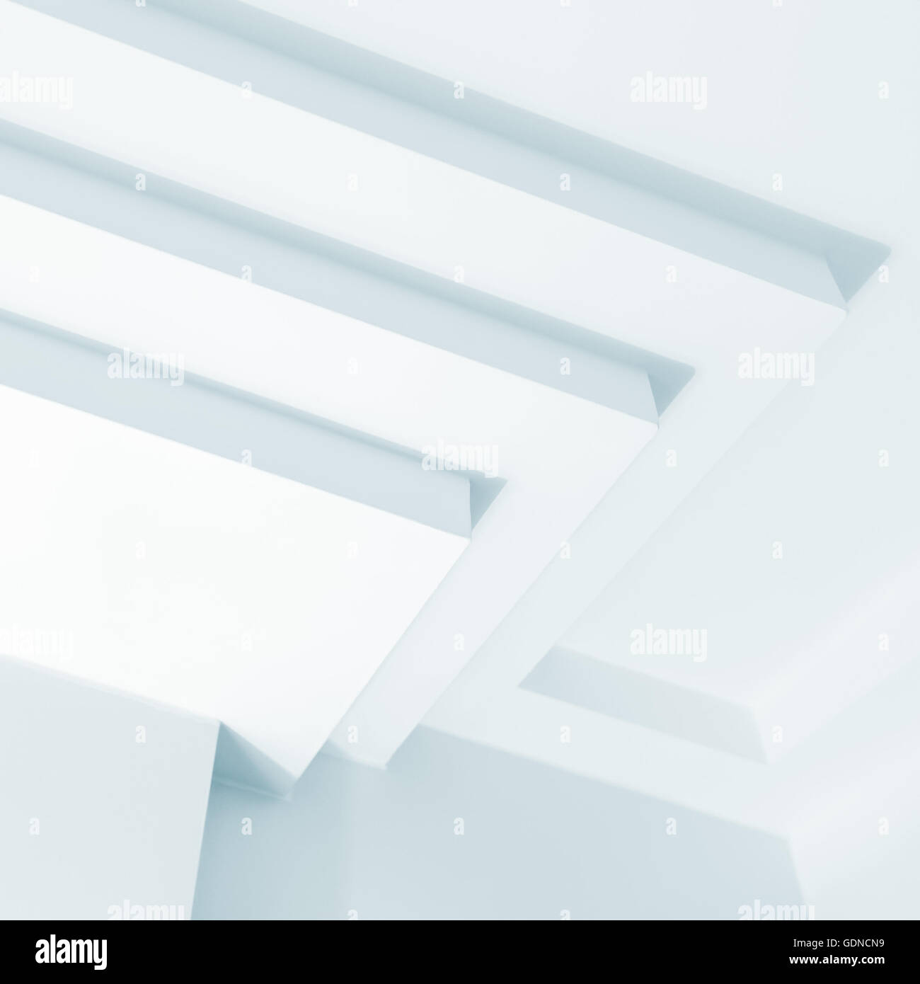 Abstrakte weiße Architektur Fragment mit geometrischen Elementen. Blau getönten Foto Stockfoto