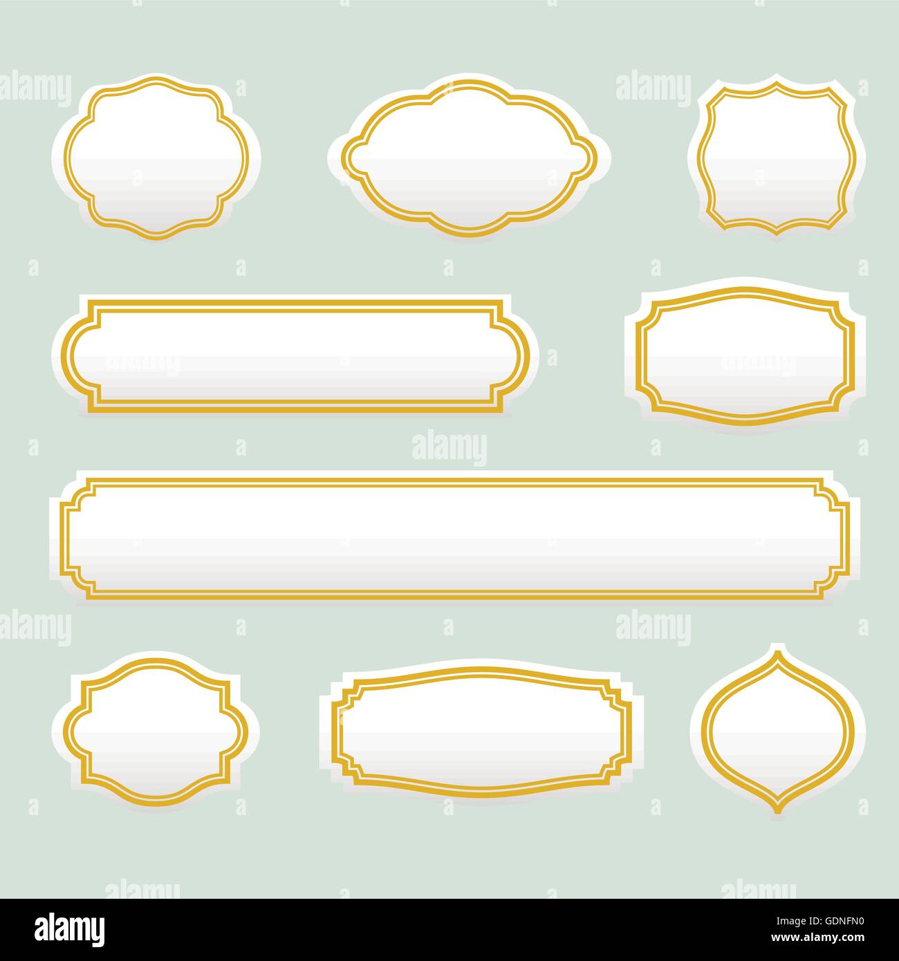 Isolierte stilisierte Bilder Vektor-Logo-Set. Vintage Borders-Logos-Auflistung. Stock Vektor