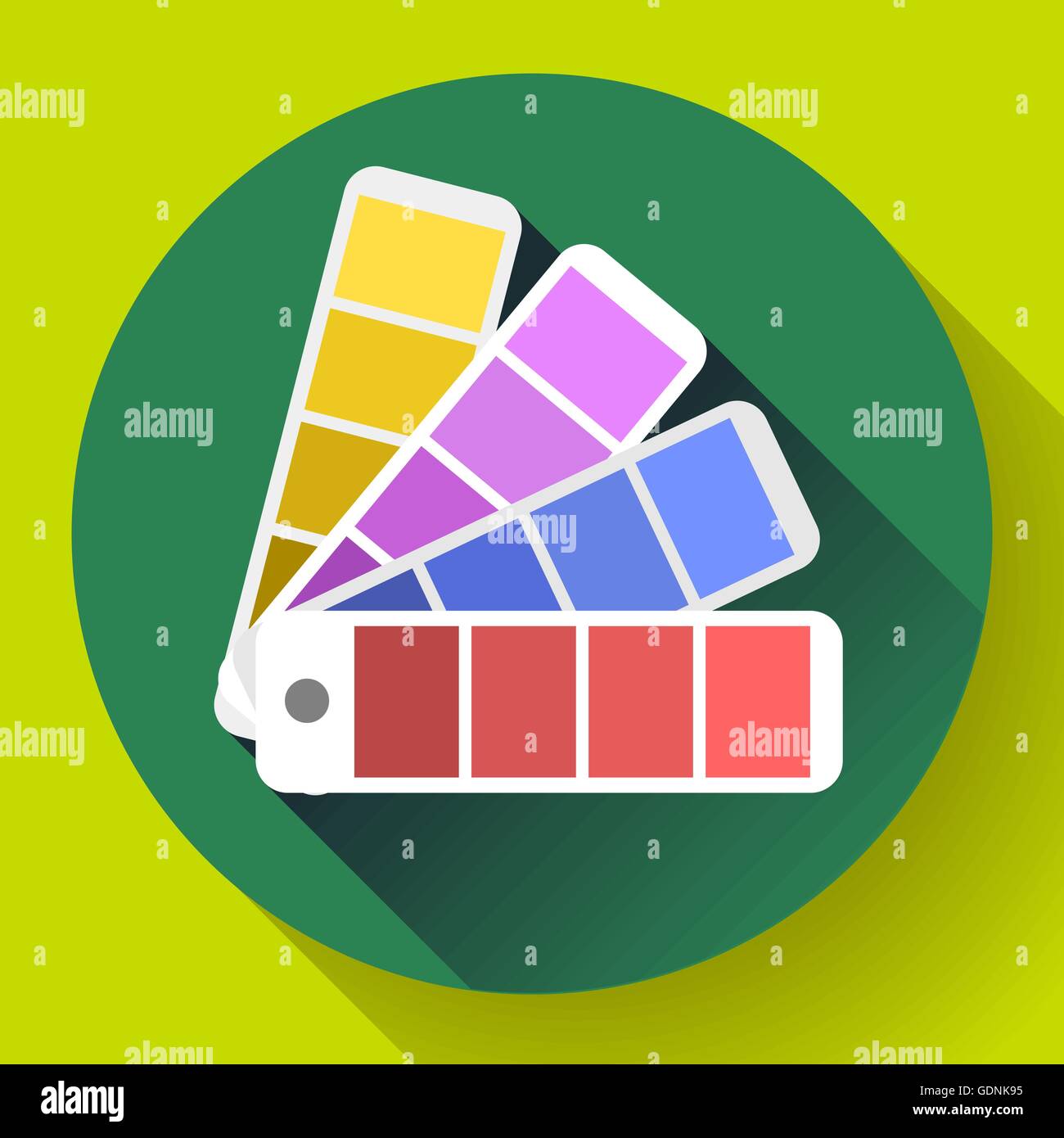 Reiseführer Farbfelder Farbpalette - typographischen Fan-Symbol. Flache Design-Stil. Stock Vektor