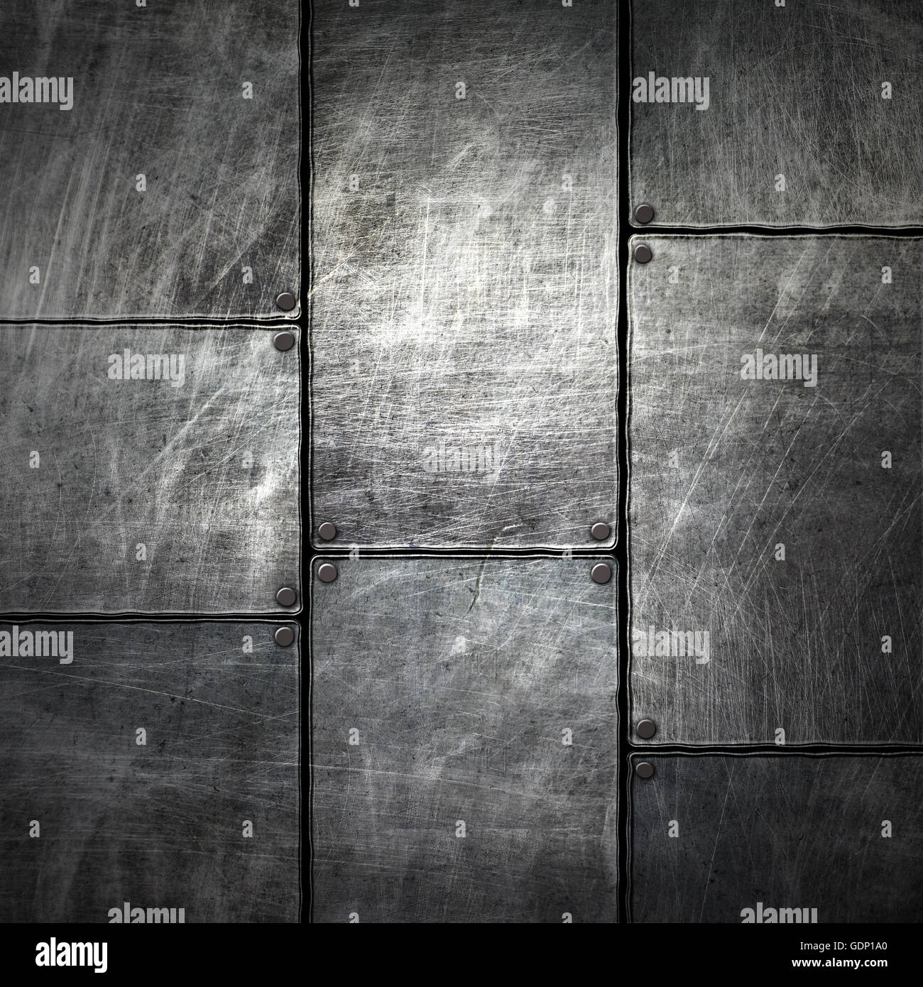 Grunge Metallplatte 3d Illustration. Hintergrund und Textur. Stockfoto