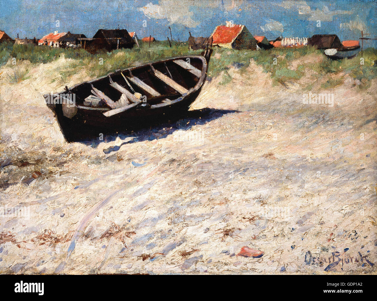 Oscar Björck - Boot im Skagens South Beach Stockfoto