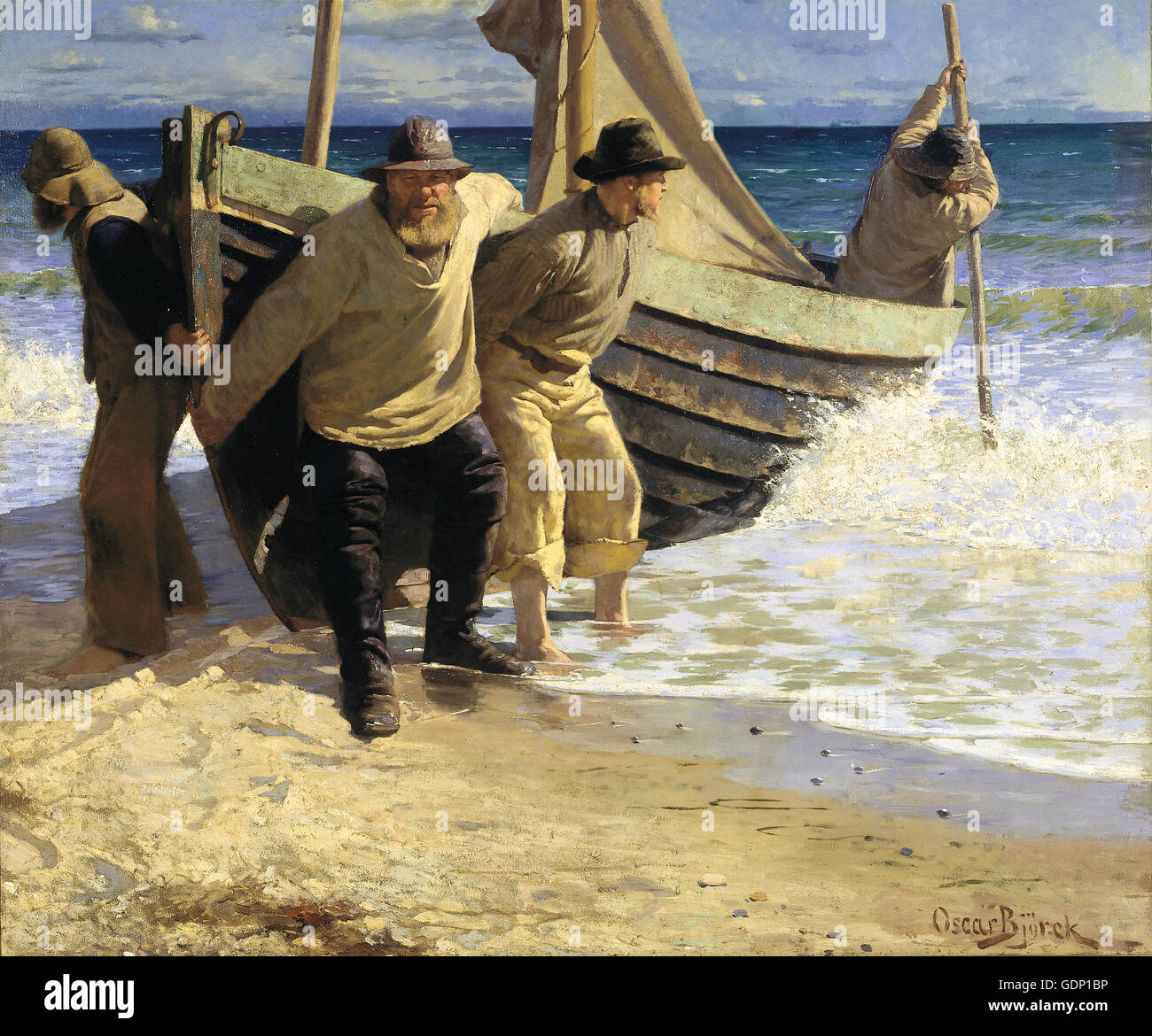 Oscar Björck - das Boot starten. Skagen Stockfoto