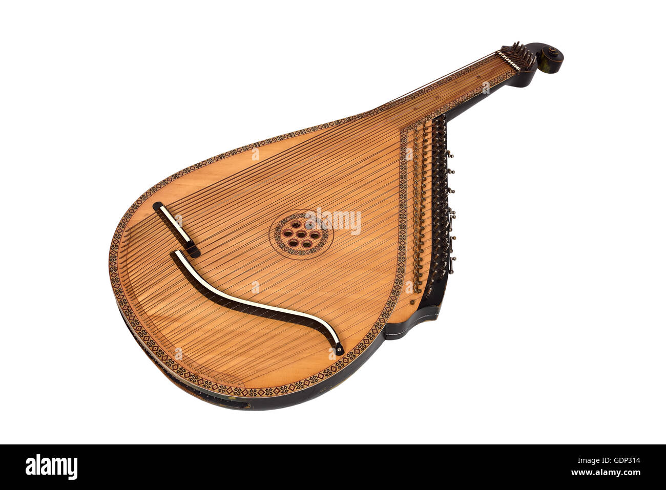 Bandura - ukrainischen Musikinstrument, isoliert auf weiss Stockfoto