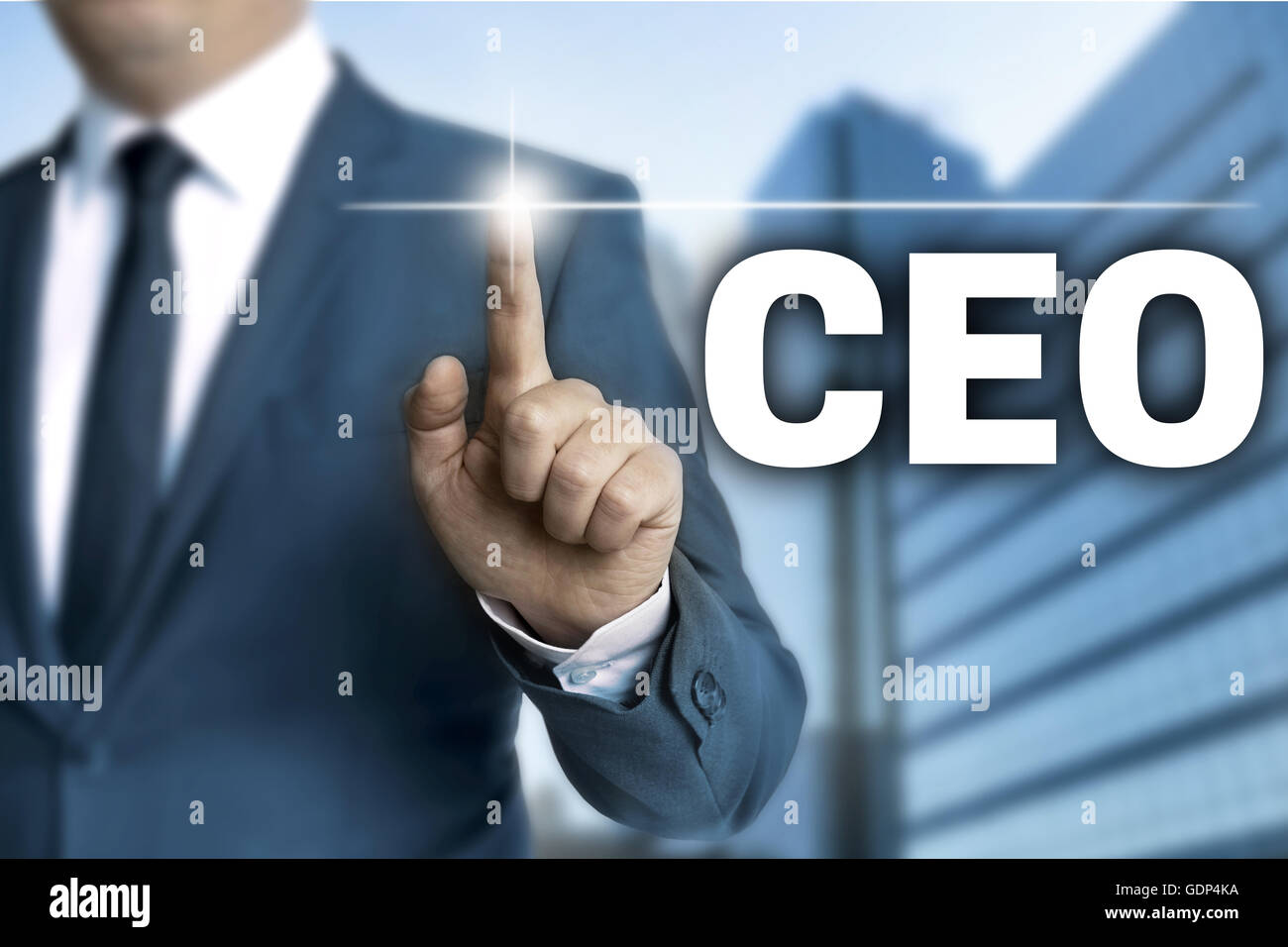 CEO Touchscreen gesteuert Geschäftsmann. Stockfoto