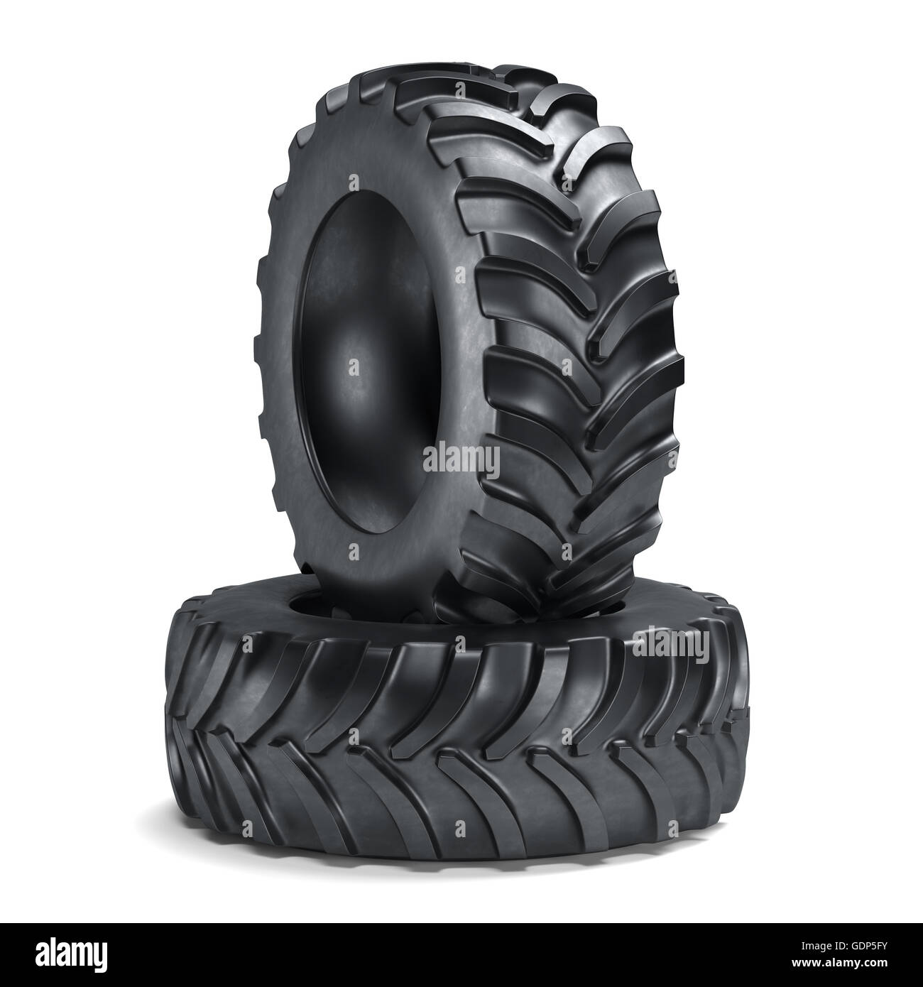 Traktorreifen isoliert auf weißem Hintergrund. 3D Rendering-illustration Stockfoto