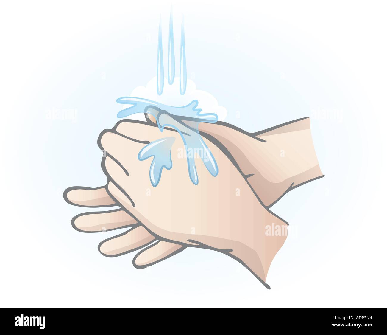 Hände waschen mit Wasser, Hygiene und Gesundheit Konzepte Stock Vektor