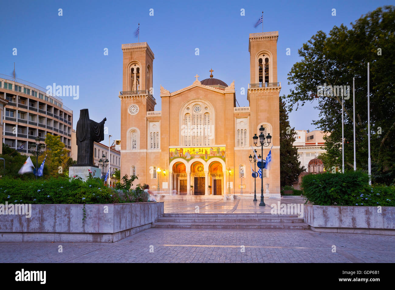 Blick auf die Kathedrale von Athen. Stockfoto