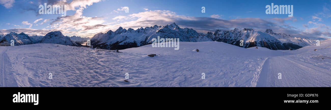 Winter-Landschaft, Engadin, Schweiz, Panoramablick Stockfoto