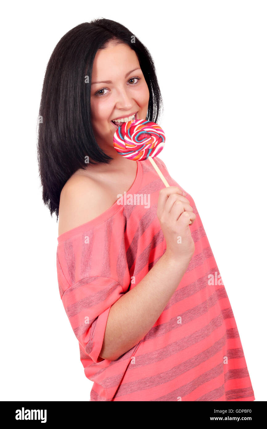 Teenager-Mädchen mit lollipop Stockfoto