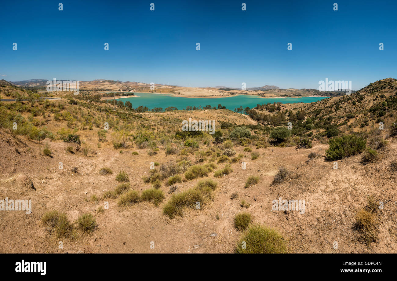 Embalse del Conde de Guadalhorce, ein Reservoir in der Region Malaga Andalusien in Spanien. Stockfoto